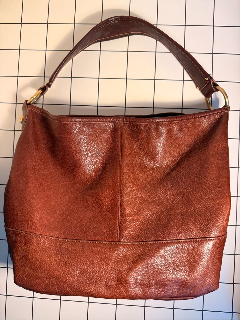 Liz Claiborne Cognac Leather Shoulder Bag with Gold Hardware
